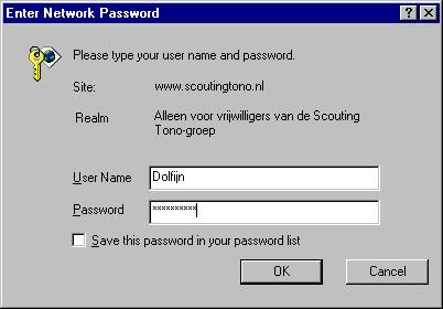 Voor je gebruikersnaam en wachtwoord in.